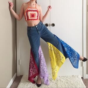 Reworked Vintage Bandana Flare Jeans-MA2